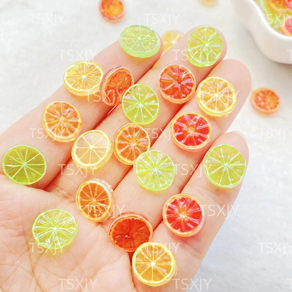 50Pcs Cute Resin Mini Colored Lemon Slices Nail Art Resin Designer DIY Craft For Nail Decorations Jewelry