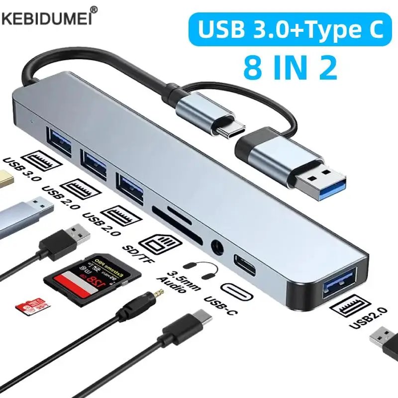 USB-C Multi Hub: USB 3.0 + SD/TF Reader + 3.5mm Audio