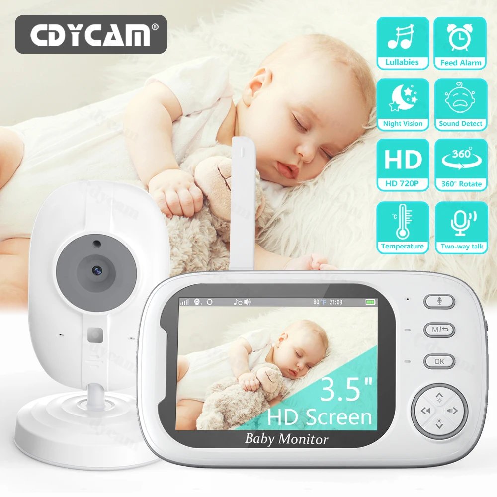Cdycam New 3.5 inch Wireless Video Baby Monitor Night Vision Temperature Monitoring 2 Way Audio