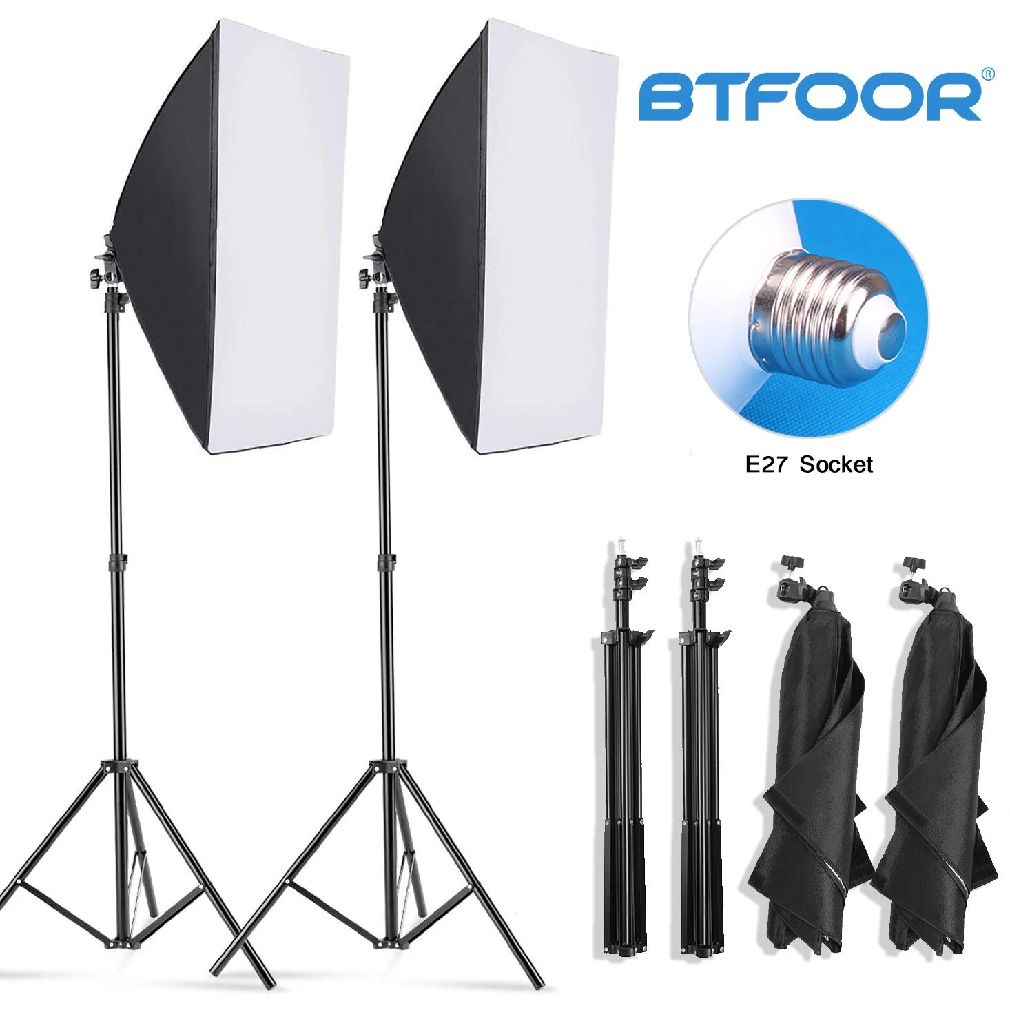 Pro Softbox Lighting Kit with Tripod & E27 Bulb