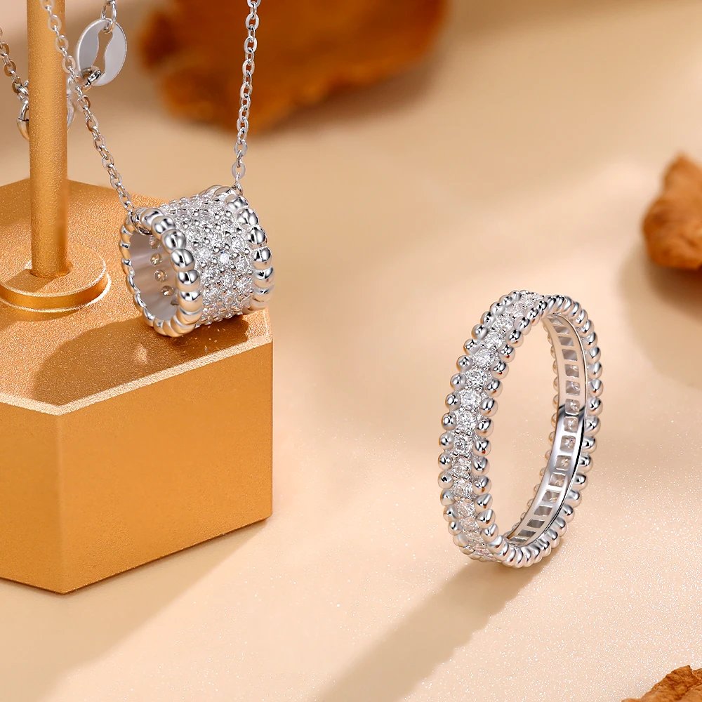 S925 Moissanite Jewelry Set – Ring, Necklace & Bracelet