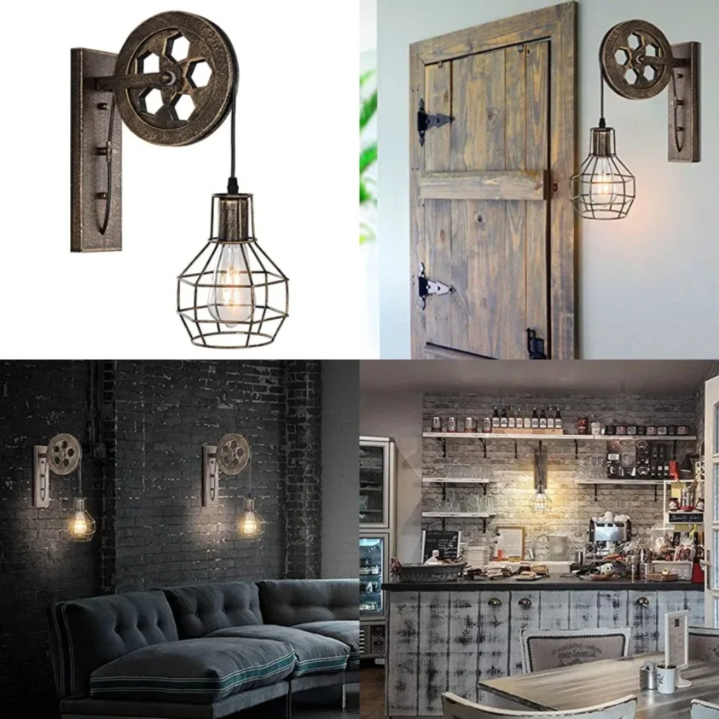 1 Light Fixture Industrial Mid Century Retro Iron