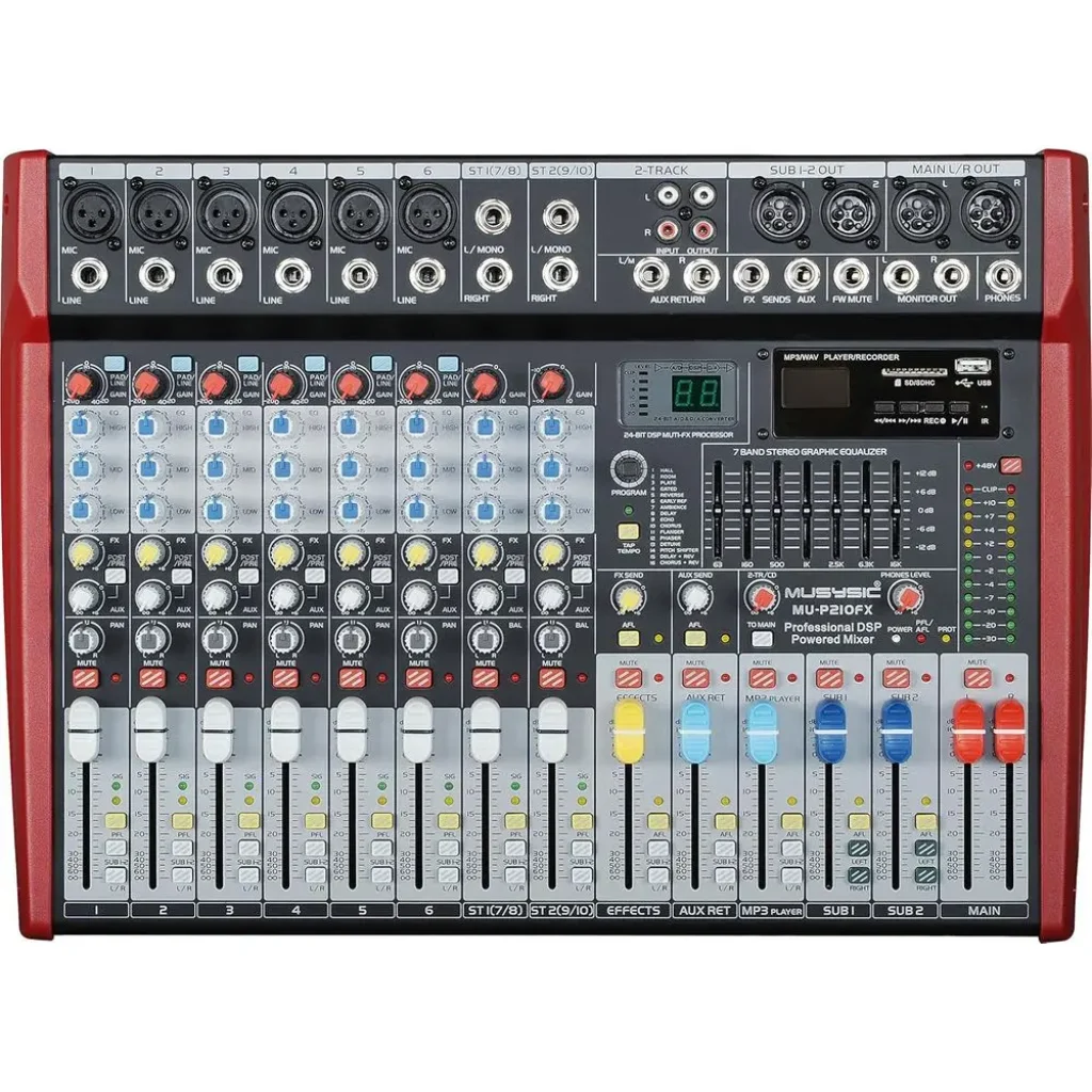 10 Channel 4800W Pro-Series Digital Audio Mixer Audio