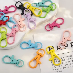 10pcs Colored Alloy Painted Fish Mouth Spring Clasps Lobster Claw Hook Connectors for Keychain DIY Jewelry Making Accessories