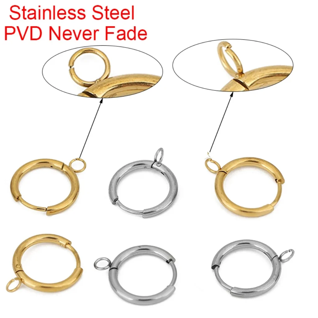 10pcs PVD Never Fade Earrings Hooks Making 16mm Hypoallergenic Stainless Steel Earring Clasps Wire For Jewelry Findings Supplies