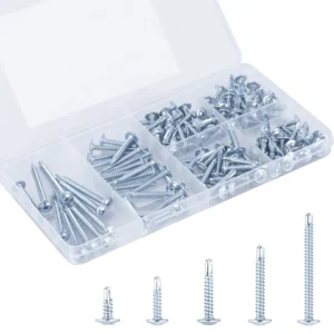 125Pcs Self Tapping Screws Assortment Kit, #8 Sheet Metal Screws for Wood, Metal & Plastic, 5 Sizes (1/2, 3/4, 1-1/4, 1, 2 in), Galvanized Phillips Truss Head