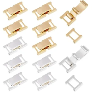 12Pcs 2 Colors Fold Over Jewelry Clasp Brass Bracelet Extenders 0.59×0.33×0.16 Inch Small Fold Over Clasp Foldover Extension