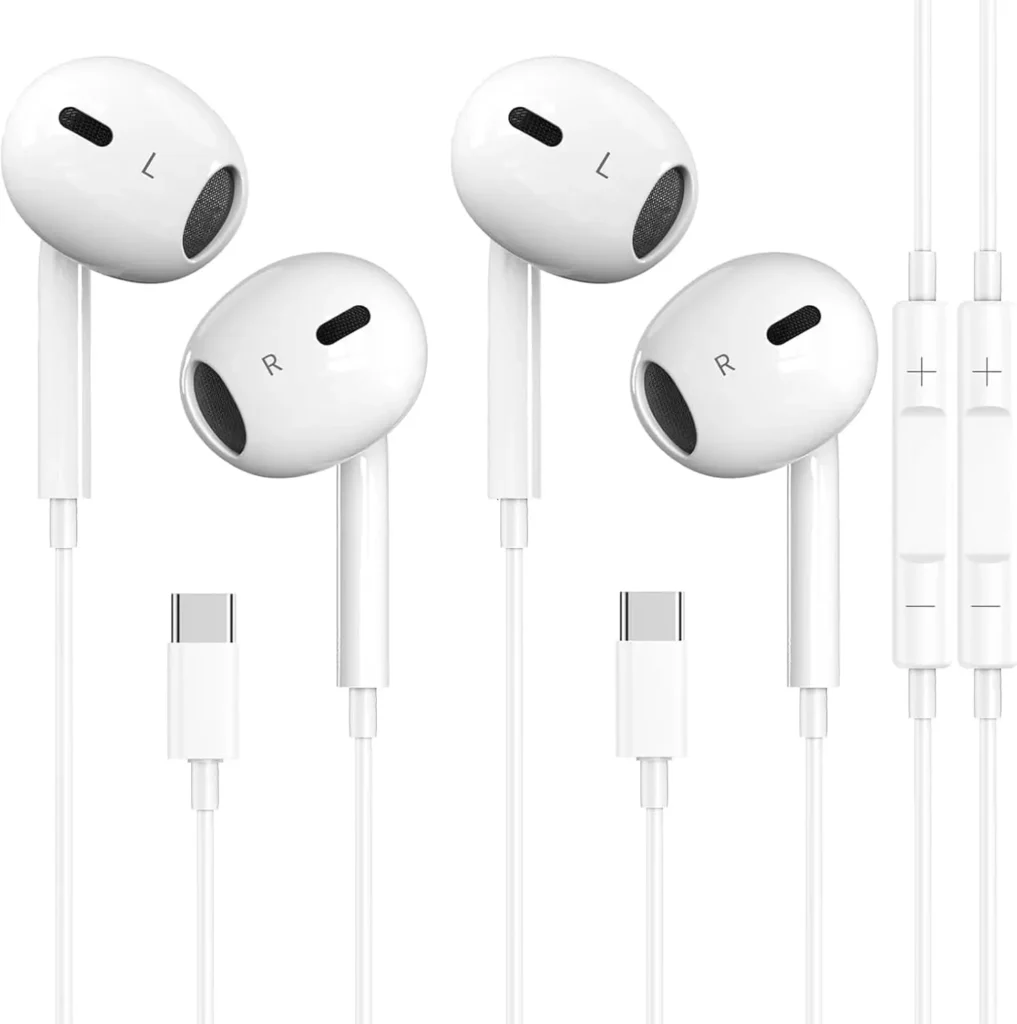 2-Pack USB-C Wired Earbuds Microphone & Remote Control,