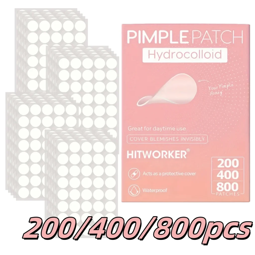 200/400/800 Pieces HITWORKER Hydrocolloid Acne Patches – Invisible, High-Quality Pimple Stickers with Salicylic Acid & Tea Tree