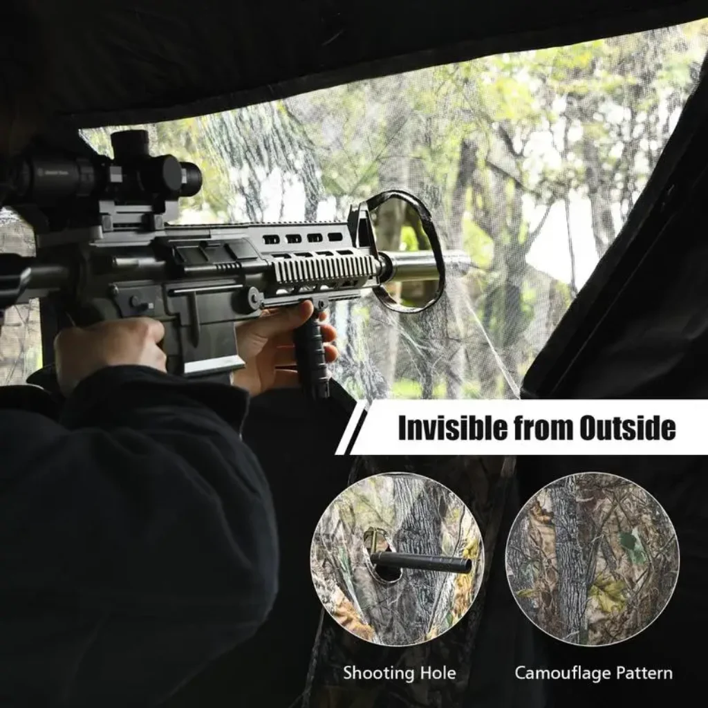 3 Person Portable Pop-Up Ground Hunting Blind Tie-downs