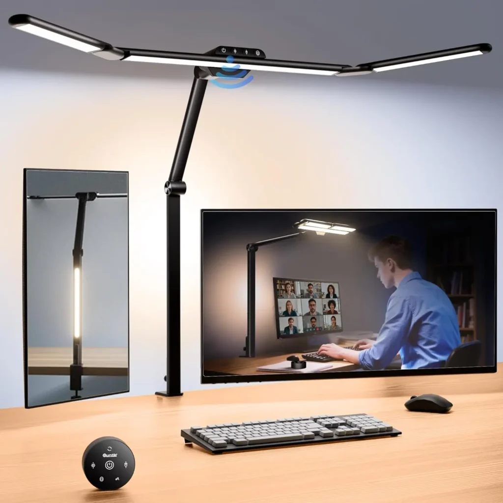 32.5″ Adjustable Desk Lamp with Radar Sensor, Remote Control, 1100LM Brightness for Office Home Study
