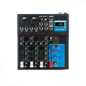 4-Channel Professional Compact Mixer Bluetooth, USB Mp3 Playback,