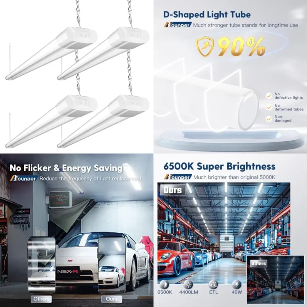 4 Pack Linkable LED Utility Shop Light, 4400