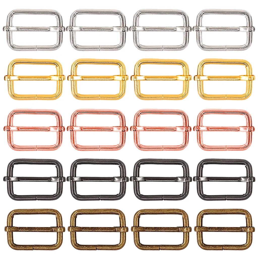 40/70/100 Pcs 25MM 3 Way Sliding Buckles, Adjustable Metal Webbing Buckle for Backpacks, Dog Collars, Purses and Bag Making
