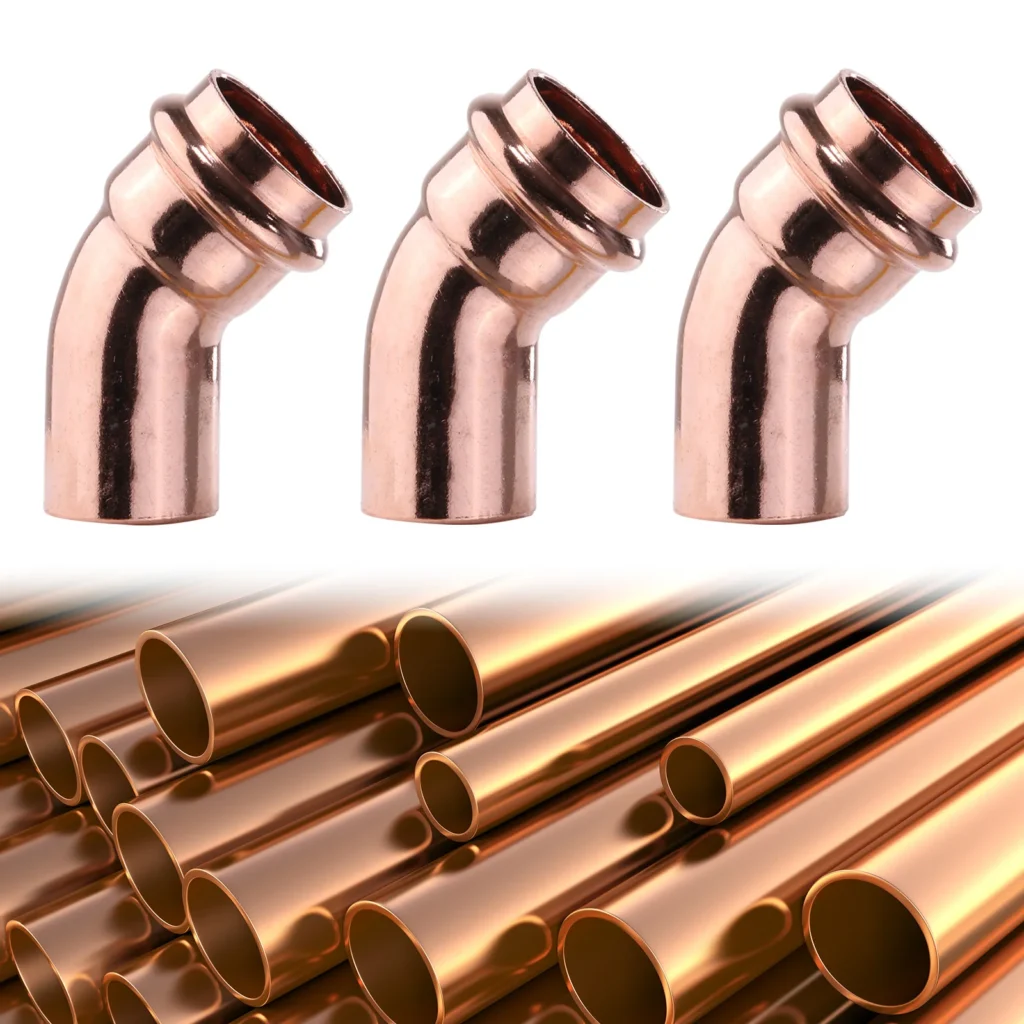 45-Degree Street Elbow Leakproof Copper Pipes Welding Connector Multi-Purpose Home Plumbing Accessories