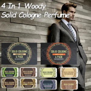 4In1 Pheromone Solid Cologne Woody Scent Set Lasting