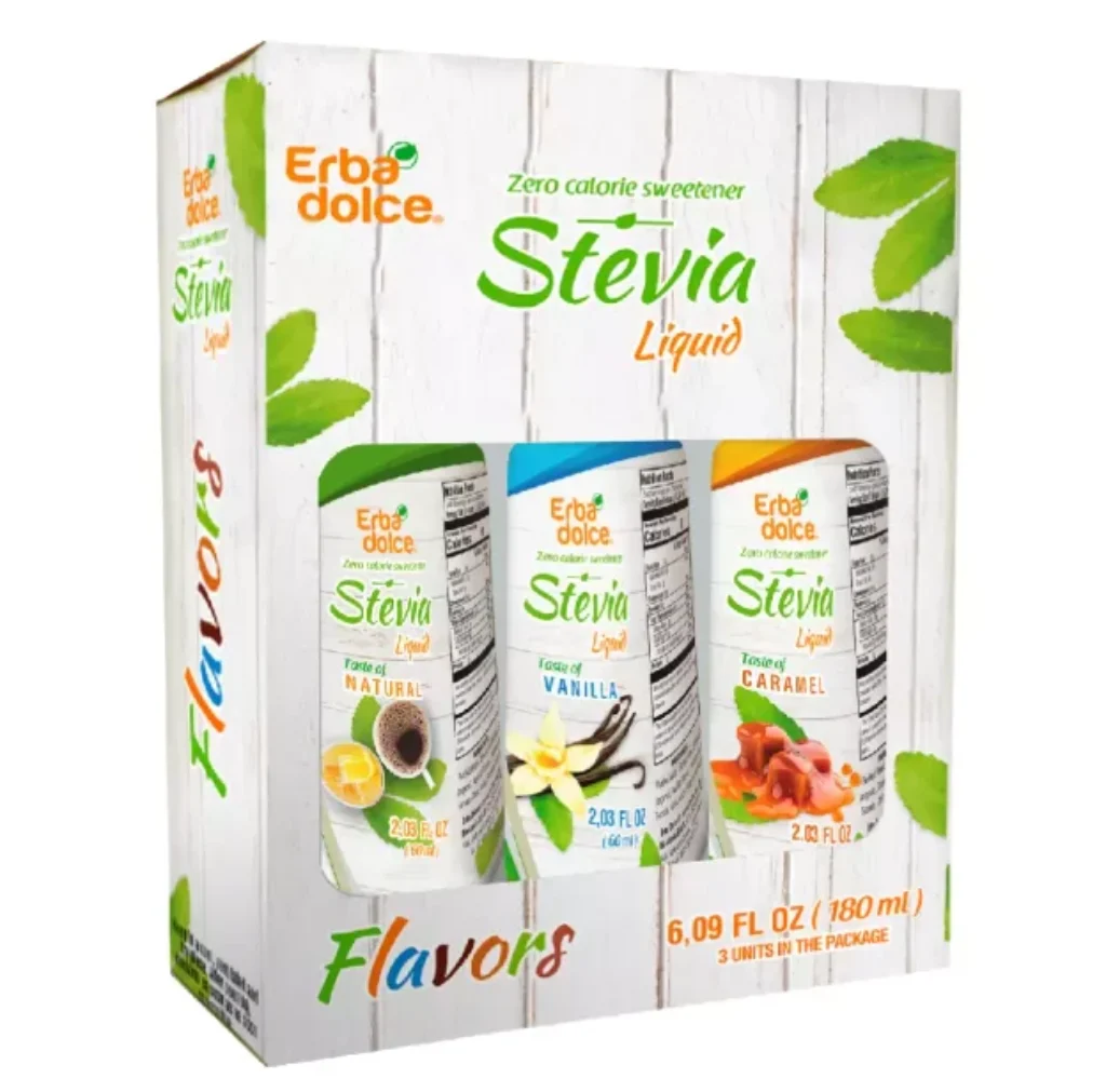 (4packs) Erba Dolce Stevia Liquid Sweetener 3 Flavor