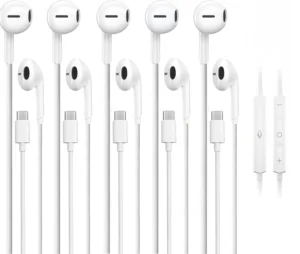 5-Pack USB-C Wired Earphones Microphone & Volume Control,