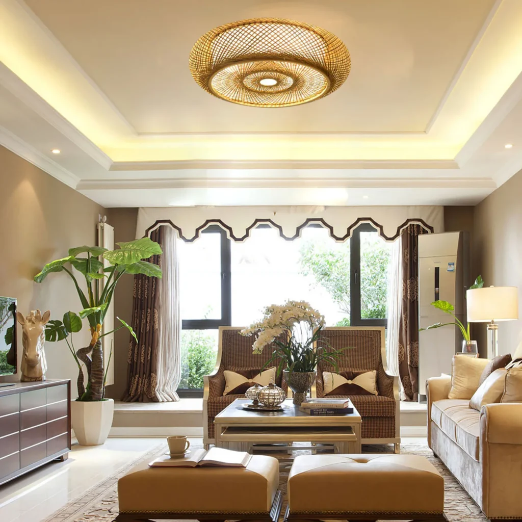 50cm LED Bamboo Woven Ceiling Light 110V E26 Bulb Not Included