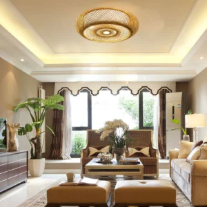 50cm LED Bamboo Woven Ceiling Light 110V E26 Bulb Not Included