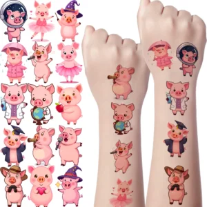 54pcs Temporary Tattoo Dressed Pigs Temporary Tattoo Stickers Cartoon Pigs Cartoon For Arms