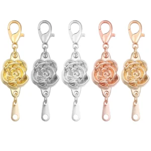 5pcs/lot Strong Magnetic Clasps Alloy Rose Extenders Closures Lobster Clasp Connectors for DIY Jewelry Making Bracelets Necklace