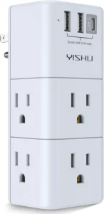 6-Outlet Surge Protector with 3 USB Ports, Rotating Plug, 900J, 3-Sided Power Strip, Stocking Stuffers