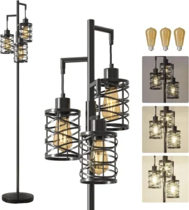 70″ Dimmable Floor Lamp 3 Bulbs, Industrial Style