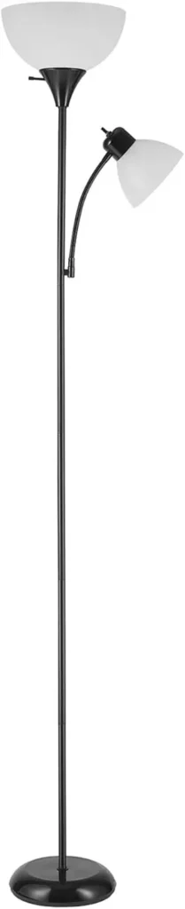 72″ Floor Lamp with Adjustable Reading Light, Bright Torchiere for Bedroom, Living Room & Office – Space-Saving Slim Design