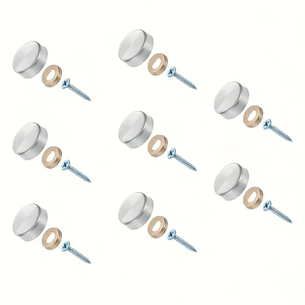 8 pieces of brass decorative screw caps, 16mm – suitable for mirrors, coffee tables and glass furniture