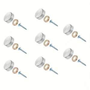 8 pieces of brass decorative screw caps, 16mm – suitable for mirrors, coffee tables and glass furniture