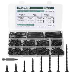 8-Size #6 Wood Screws Kit: Rust-Resistant, Durable, with Storage Box for DIY & Outdoor Projects