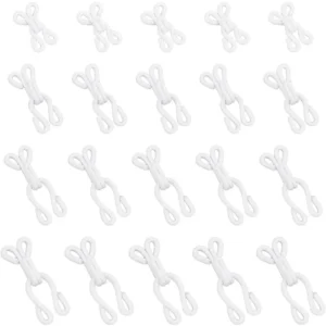80Pcs 4 Sizes Covered Sewing Hooks and Eye Closure White Sewing Hidden Hook for Clothing Bra Thick Leather deep Pile Fabrics