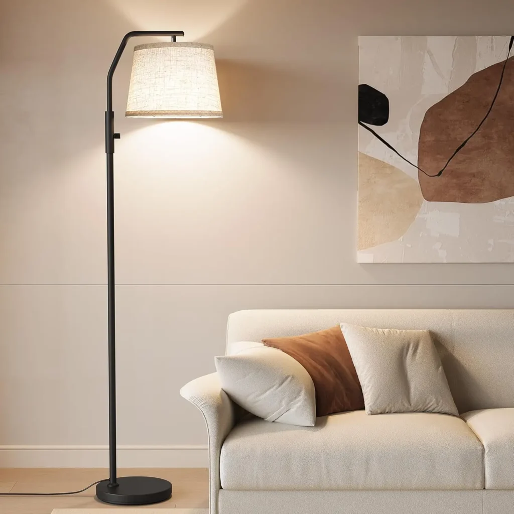 Adjustable Floor Lamp with 9W LED, Dimmable 0-100%, Modern Standing Light for Living Room Bedroom Office, Black