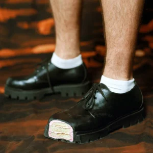 Cake Thick Bottom Derby Shoes Black Leather Shoes