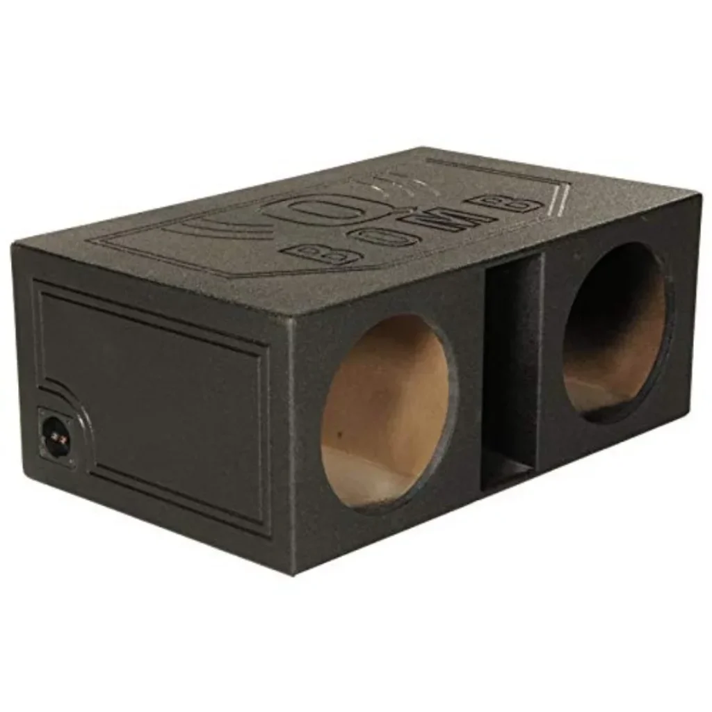 Car audio subwoofer enclosure system: black MDF vented