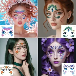 Cartoon Animal Face Tattoo Stickers Waterproof Non Toxic for Kids Festival Stage Makeup Party Performance