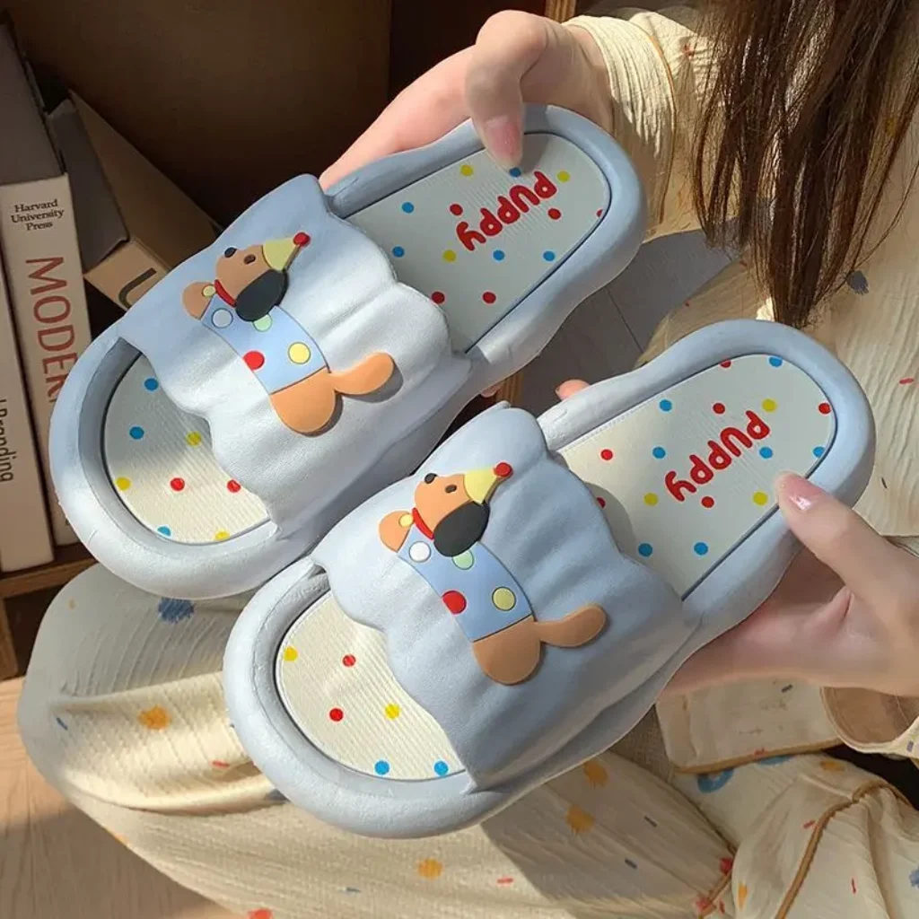 Cartoon Dog Slippers Women – Soft Anti-Slide Indoor/Outdoor