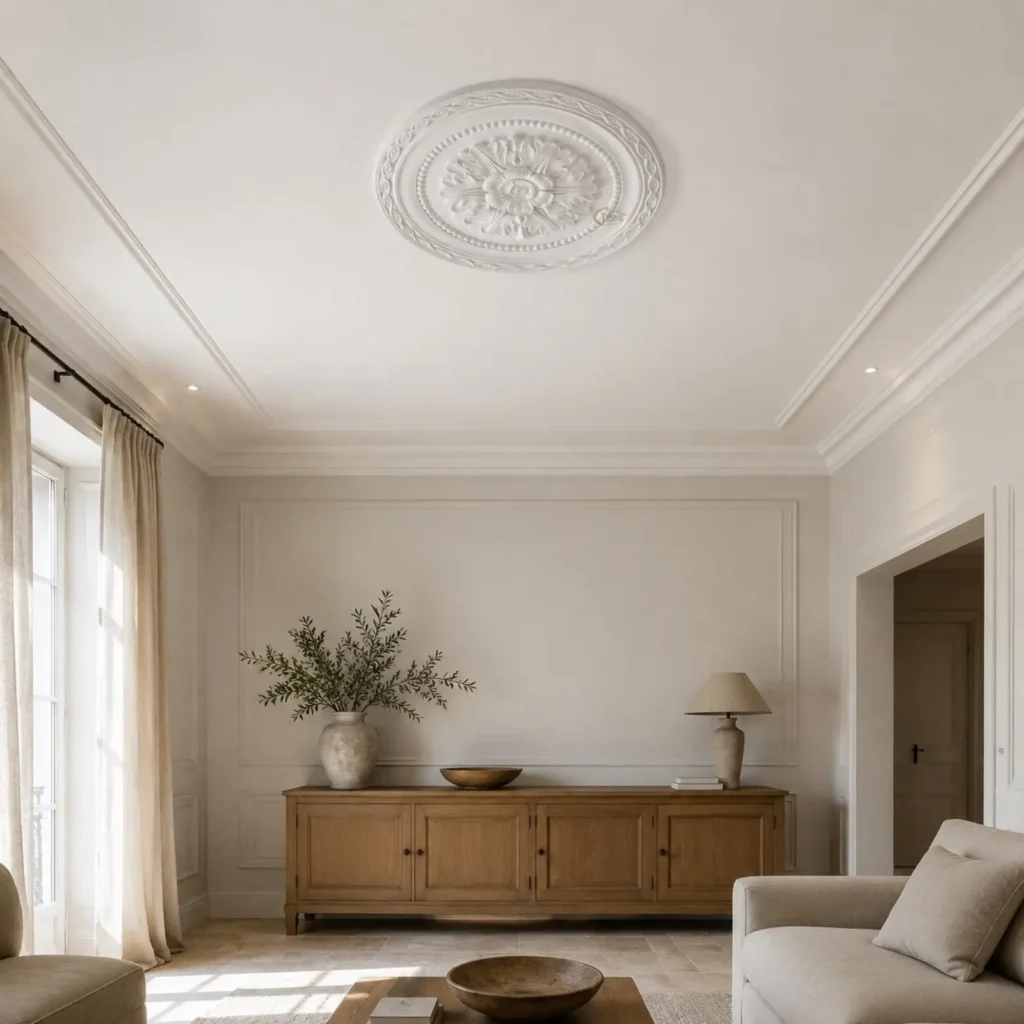 Ceiling Medallion Lightweight PU Material Round Ceiling Medallion Home Decor Easy to Install Scratch-Resistant for Hallway