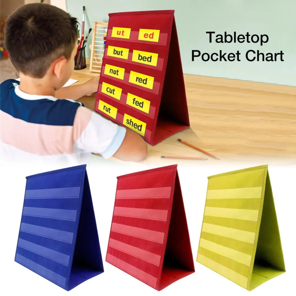 Classroom Tabletop Pocket Chart Standing Learning Pocket Chart Organizer Self-Standing Pocket Charts For Class Demonstrations