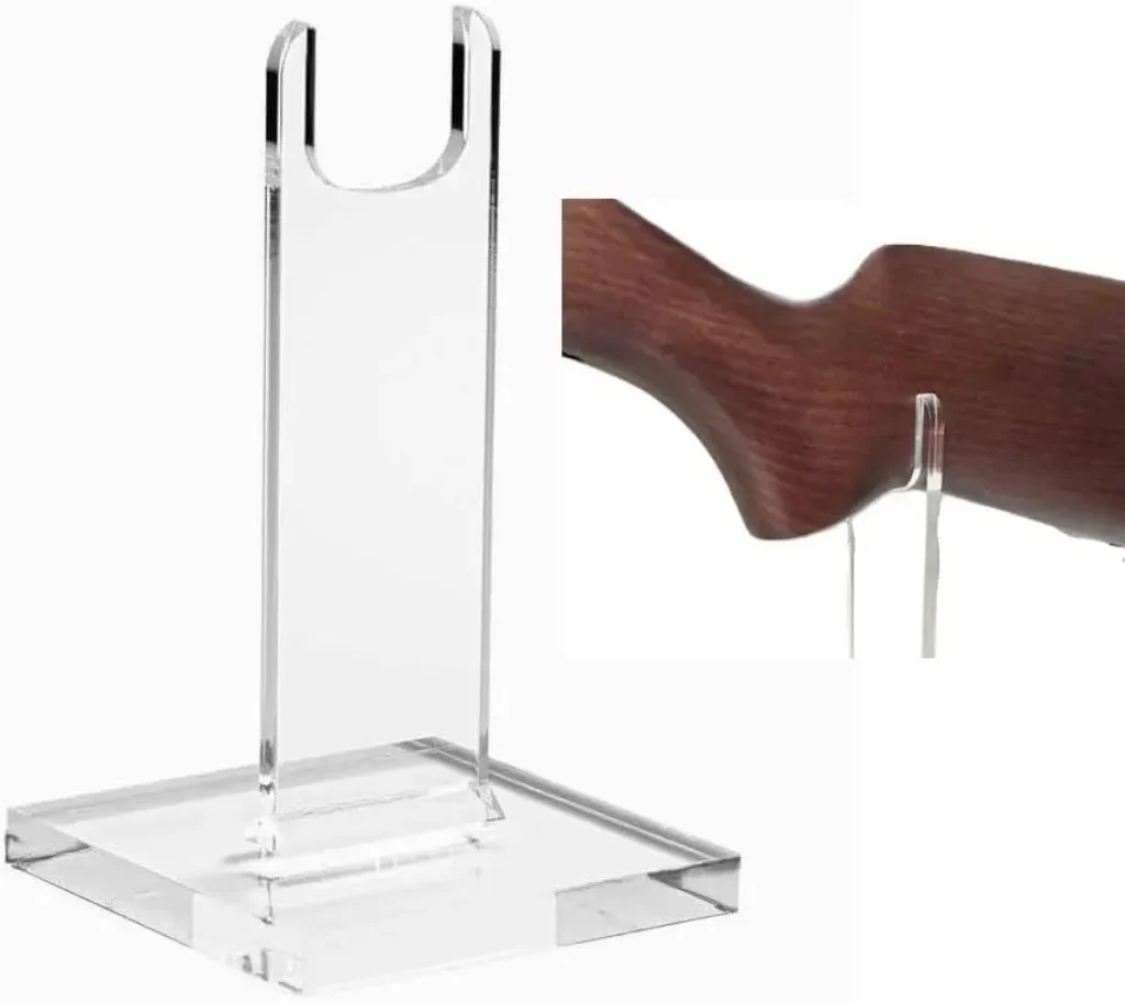 Clear Rifle Display Stand – Single Unit for Angled or Straight Guns, Multiple Sizes (6 Inch)