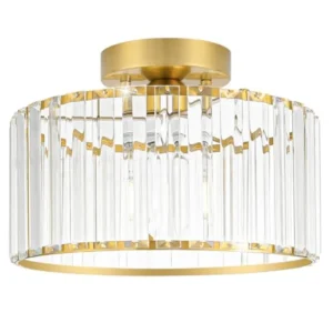 Crystal Ceiling Light Fixture, Modern Semi Flush Mount Ceiling Light, Hallway Lighting Fixtures Chandelier for Kitchen, Close T