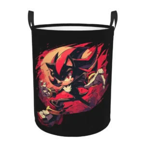 Custom S-Soniced Anime Laundry Basket Foldable Hedgehogs Video Game Clothes Hamper for Toys Storage Bin