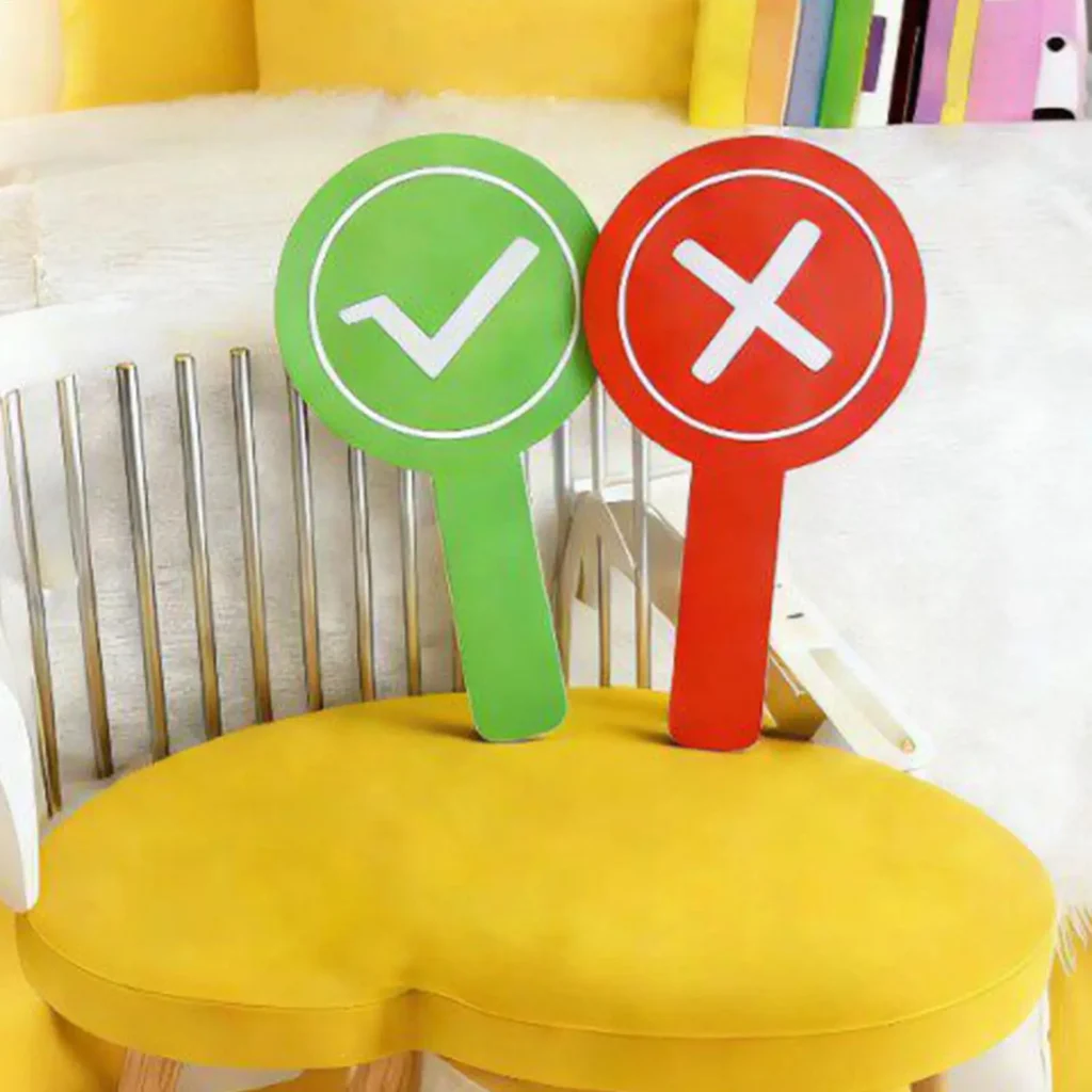 Double Sided Answer Paddle YES or NO Red-Green Signs With Double Side Audience Voting Paddles For Teachers School Competition