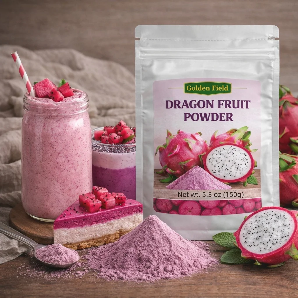 Dragon Fruit Powder – Fruit Powder – Exotic Fruit Flavor for Smoothies, Yogurt, Baking – 5.3oz (150g), Fine Powder, Easy to Blen