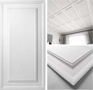 Drop Ceiling Tiles 24×48 inch White 12-Pack 96 Sq.ft, 3D Wainscoting Panels Glue Up 2×4 FT, Easy Install Lightweight PVC