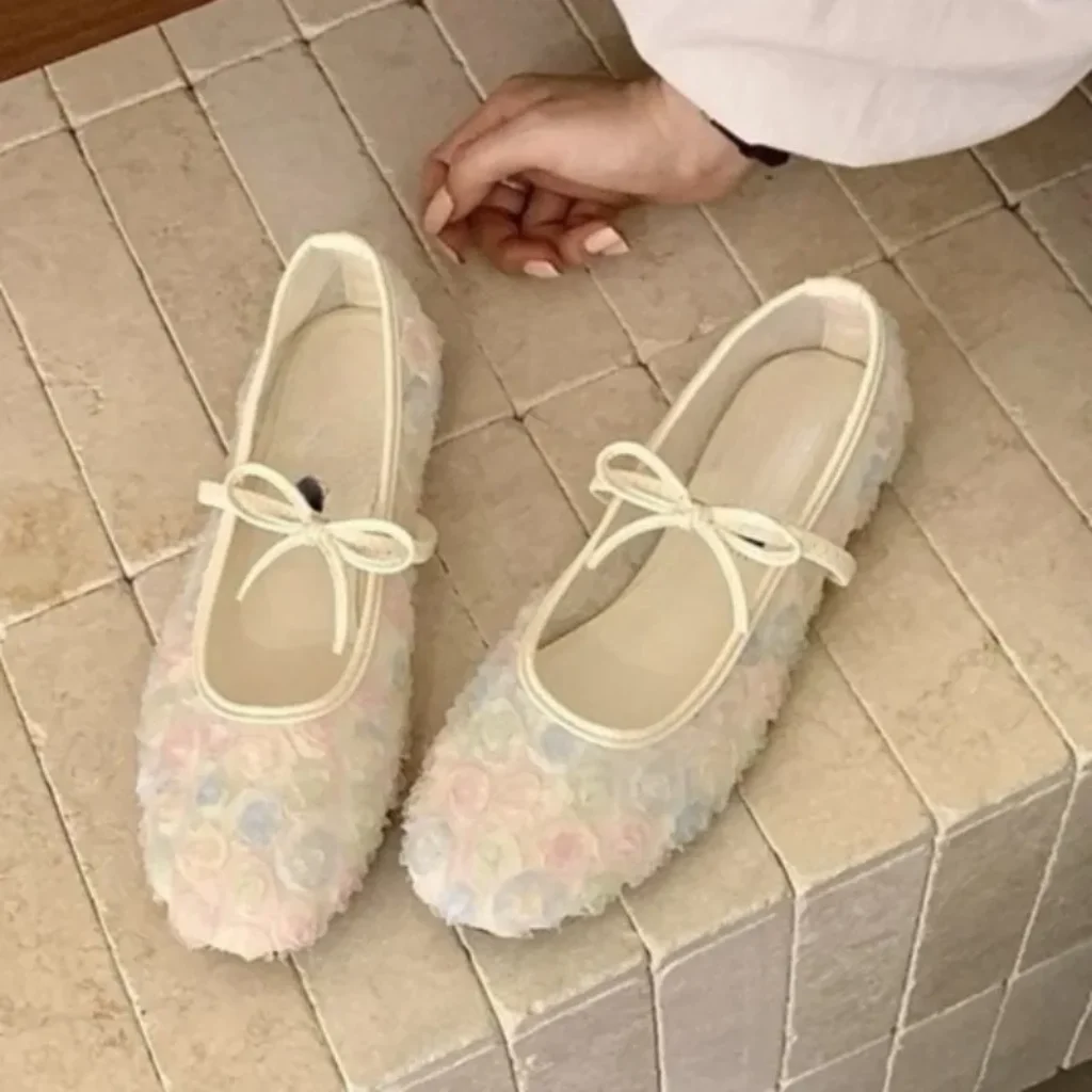 Gentle Chinese Rose Mesh Mary Jane Shoes 2026