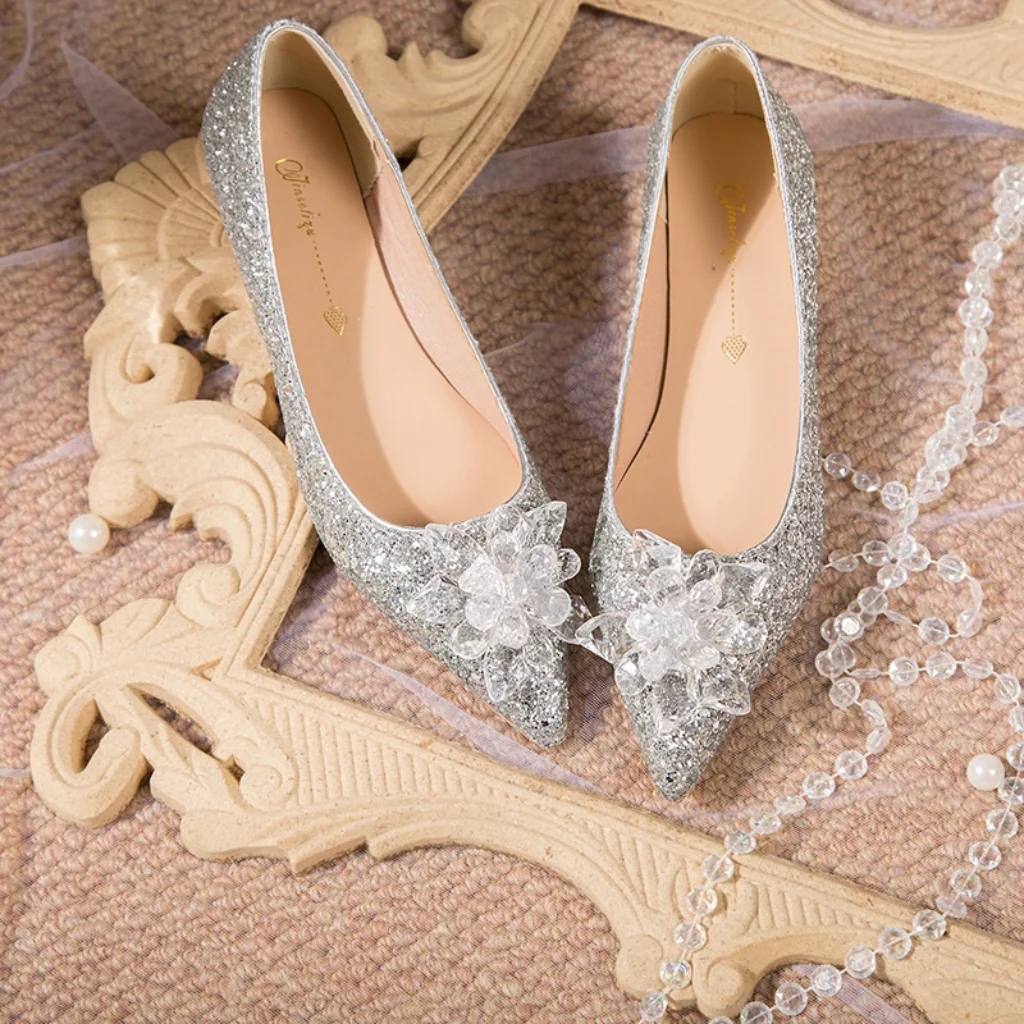 Glass Slipper Luxury Women’s Wedding Shoes Fashion Bling