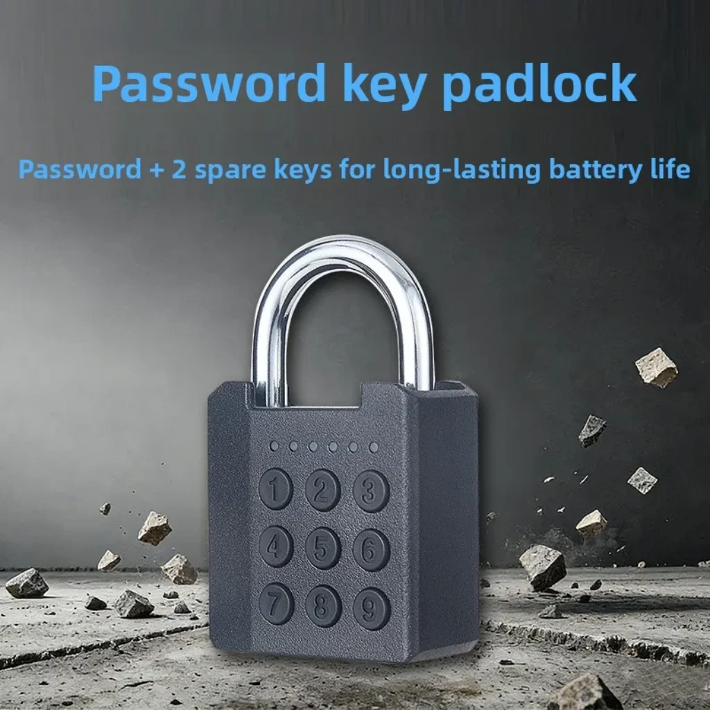 Intelligent Password Padlock with Key, Outdoor Waterproof, Home Anti-theft Lock Head, Button Lock, Storage Warehouse Door Lock