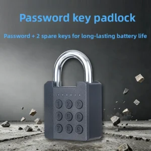 Intelligent Password Padlock with Key, Outdoor Waterproof, Home Anti-theft Lock Head, Button Lock, Storage Warehouse Door Lock